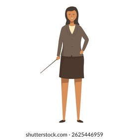 Ilustração vetorial de uma empresária confiante segurando um ponteiro, ideal para materiais de treinamento corporativo