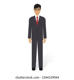 Vector illustration of a confident cartoon businessman smiling friendly.