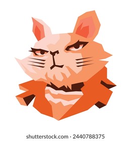 vector illustration of confident cat character in low poly or geometric style