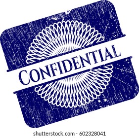Ilustración vectorial del sello de caucho confidencial con textura gruesa
