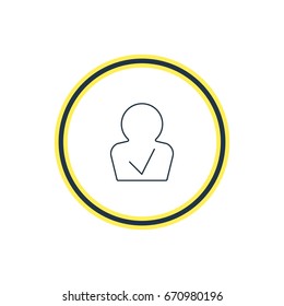 Vector Illustration Of Confirmed Member Outline. Beautiful Interface Element Also Can Be Used As Approved Profile Element.