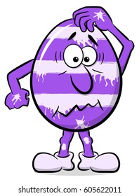 vector illustration of a confused cartoon easter egg