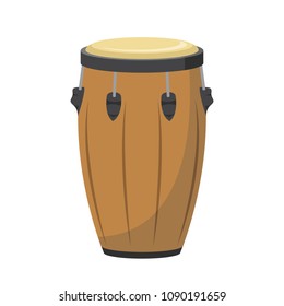 Vector illustration of a conga drum in cartoon style isolated on white background