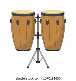 Vector illustration of conga drums in cartoon style isolated on white background