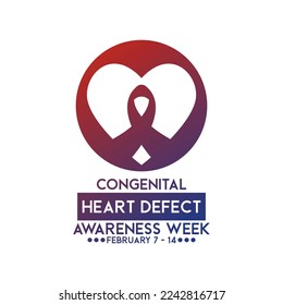Vector illustration of Congenital Heart Defect Awareness Week. February 7-14. Gradient color red and blue. White background. Poster, banner, card. Eps 10.