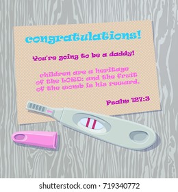 Vector illustration of congratulation of dad with the onset of pregnancy. Pregnancy Announcement. New Dad Card. Pregnancy Reveal Card