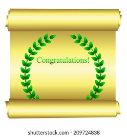 Vector illustration of Congratulations! Golden background