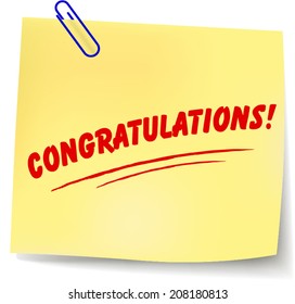 Vector illustration of congratulations message on white background