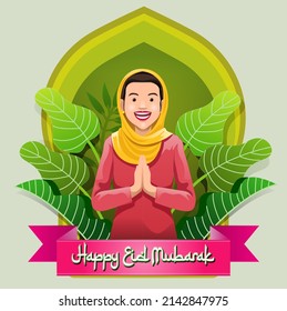 Ilustración vectorial, felicitaciones por la celebración de Eid al-Fitr para los musulmanes.