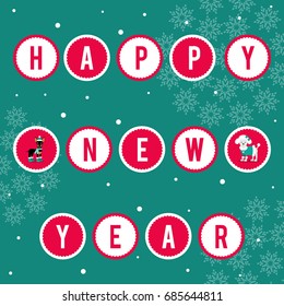 Vector illustration. Congratulations on the holiday. The text in the balls. Year of the dog. Perfect for decorating a greeting card, packing, wrapping paper, invitation, design of children's products.
