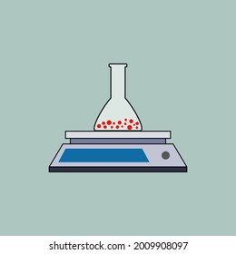 Vector illustration of conical flask on the laboratory scale.