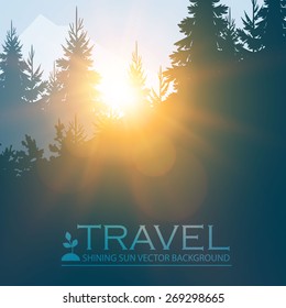 Vector illustration of Coniferous Forest.  Vector illustration
