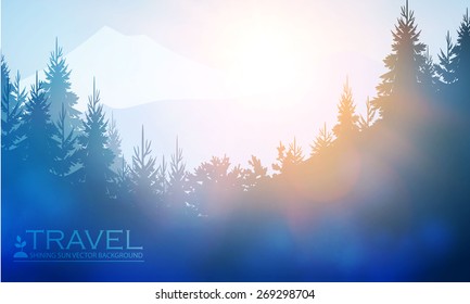 Vector illustration of Coniferous Forest.  Vector illustration