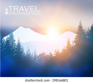 Vector illustration of Coniferous Forest & Mountaind. Vector illustration