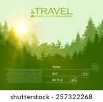 Vector illustration of Coniferous Forest. Travel infographic. Vector illustration