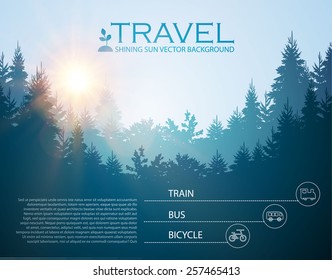 Vector Illustration Of Coniferous Forest. Travel Infographic. Vector Illustration