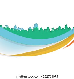 Vector illustration of Coniferous Forest. Travel infographic. Tamplate for presentation. Vector illustration
