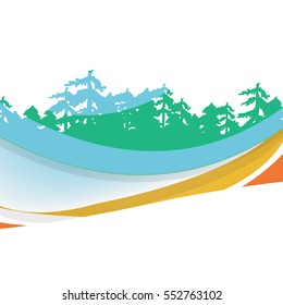 Vector illustration of Coniferous Forest. Travel infographic. Tamplate for presentation. Vector illustration