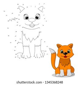 
Vector illustration connect the dots, cat. child Game