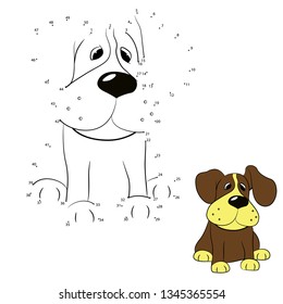 
Vector illustration connect the dots, dog. child Game