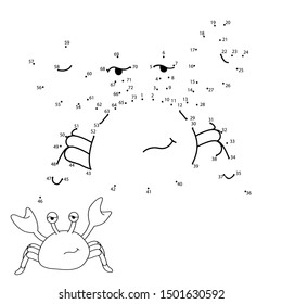 
vector illustration, connect the dots game baby crab