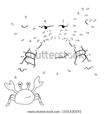 
vector illustration, connect the dots game baby crab