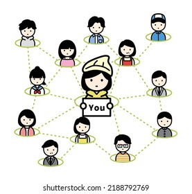 Vector illustration of connected communication.