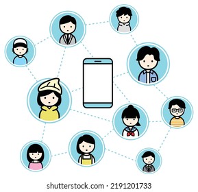 Vector illustration of connected communication.