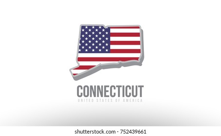 Vector illustration of connecticut county state with US united states flag as a texture suitable for a map logo or design purposes