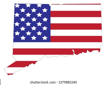 vector illustration of Connecticut map with american flag 