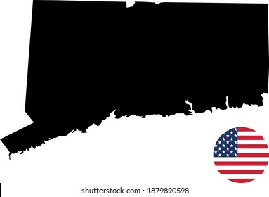 vector illustration of Connecticut map with American flag