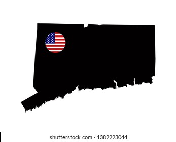 vector illustration of Connecticut map with USA flag