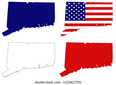 vector illustration of Connecticut maps with USA flag