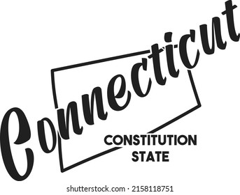 Vector illustration of Connecticut. Nickname Constitution State. United States of America outline silhouette. Hand-drawn map of USA territory. Poster for print, decor, souvenir, t-shirt, wall