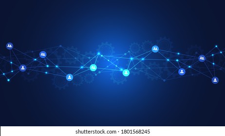 Vector illustration of connecting people and communication concept, social network.