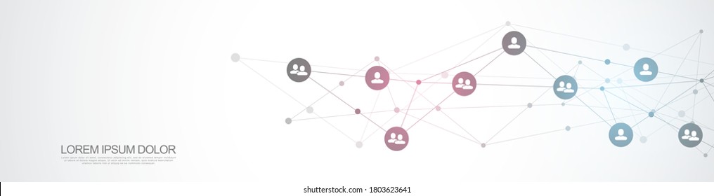 Vector illustration of connecting people and communication concept, social network.