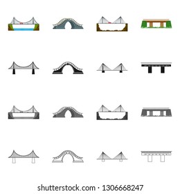 Vector illustration of connection and design icon. Set of connection and side stock symbol for web.