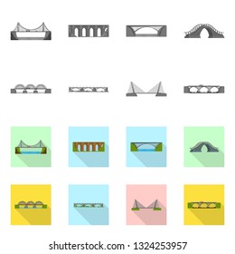 Vector illustration of connection and design icon. Set of connection and side stock symbol for web.