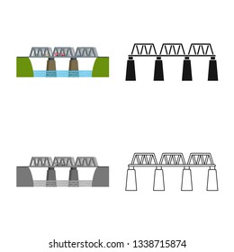 Vector illustration of connection and design icon. Set of connection and side stock symbol for web.