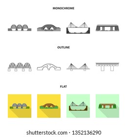 Vector illustration of connection and design icon. Set of connection and side stock vector illustration.