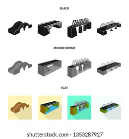 Vector illustration of connection and design icon. Collection of connection and side stock symbol for web.