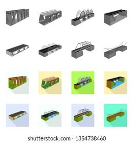 Vector illustration of connection and design icon. Set of connection and side vector icon for stock.