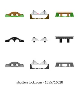 Vector illustration of connection and design icon. Collection of connection and side stock symbol for web.