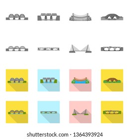 Vector illustration of connection and design icon. Set of connection and side stock symbol for web.