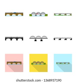 Vector illustration of connection and design icon. Set of connection and side vector icon for stock.