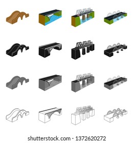 Vector illustration of connection and design icon. Set of connection and side stock symbol for web.