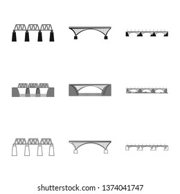 Vector illustration of connection and design icon. Set of connection and side stock symbol for web.