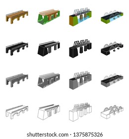 Vector illustration of connection and design icon. Set of connection and side stock vector illustration.