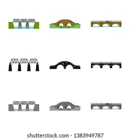 Vector illustration of connection and design icon. Set of connection and side stock symbol for web.
