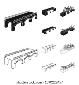 Vector illustration of connection and design icon. Set of connection and side stock vector illustration.